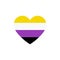 Nonbinary flag heart, LGBTQ community flag, vector color illustration