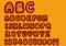 Nonconformist bizarre alphabet. Original font set with doodle elements, uppercase characters and numbers, question mark