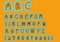 Nonconformist bizarre alphabet. Original font set with doodle elements, uppercase characters and numbers, question mark, exclamati