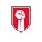 Nonconformist conceptual emblem, vector red clenched fist raised