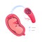 Noninvasive parental testing NIPT concept. Vector flat healthcare illustration. Genetic test. Embryo in womb, blood vessel, dna