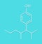 Nonylphenol endocrine disruptor molecule one isomer shown. Skeletal formula.