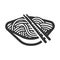 Noodle black line art icon, delicious cooking