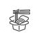 Noodle box and chopsticks line icon