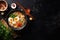 noodle food ramen meal soup chopstick asian japanese vegetable bowl. Generative AI.
