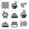 Noodle Icons. Asian Food Bar Logos Set. Vector