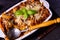 A noodle , minced meat casserole with cheese