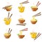 Noodle set. Collection icon noodles. Vector