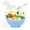 Noodle soup comfort food illustration Vector illustration
