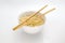 Noodles bowl and chopsticks