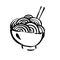 Noodles icon. Ink brush vector illustration. Food flat illustration
