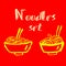 Noodles icons. Grunge ink brush vector illustration. Food flat illustration.