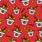 Noodles pattern. Asian food, ornament on red background.