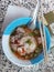 Noodles, pork soup with fresh vegetables, Thai food, Asian food concept