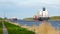 Nord-Ostsee-Kanal with passing container ships near Rendsburg, Germany