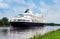 Nord-Ostsee-Kiel-Canal with passenger ship near Rendsburg, Germany