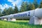 Nord Stream 2 gas pipeline on landscape background 3D