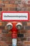 Nordbahnhof, Berlin, Germany- july 07, 2019: firefighting water point with description