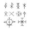 Nordic celtic runes, set norse protection symbols in doodle style, amulet, witchcraft signs on white background.