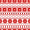 Nordic holiday ornamental seamless pattern. Red and white texture winter sweater. Vector stock illustration repeat