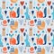 Nordic ornaments, folk art seamless pattern.