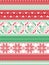 Nordic style and inspired by Scandinavian Christmas pattern illustration in cross stitch in red and white, green including Robin