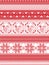 Nordic style and inspired by Scandinavian Christmas pattern illustration in cross stitch, in red and white including Robin