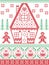 Nordic style and inspired by Scandinavian cross stitch craft Christmas pattern in red , green including heart, gingerbread house,