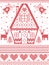 Nordic style and inspired by Scandinavian cross stitch craft Christmas pattern in red, white, including heart, gingerbread house,