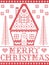 Nordic style and inspired by Scandinavian cross stitch craft Merry Christmas pattern in red and white including heart, gingerbread