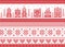 Nordic style and inspired by Scandinavian cross stitch craft merry Christmas pattern in red and white including winter wonderland