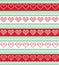 Nordic style and inspired by Scandinavian cross stitch craft seamless Christmas pattern in red and white and green