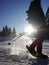 Nordic walker walking on snow in winter