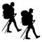 Nordic walking isolated girl silhouette