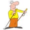 Nordic walking-man, single funny person