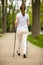 Nordic walking - middle-age woman working out