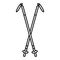 Nordic walking sticks icon. Tourist and hiking equipment. Hiking, rock climbing, mountaineering.