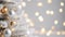 Nordic Winter Elegance: Hyperrealist Close-Up of White Christmas Tree with Sparkle Lights on Clean Background.