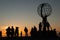 Nordkapp. Globe Monument at North Cape, Norway. Midnight at Nordkapp