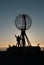 Nordkapp. Globe Monument at North Cape, Norway. Midnight at Nordkapp