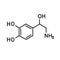 Norepinephrine chemical formula doodle icon, vector illustration