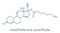 Norethisterone enanthate norethindrone aenanthate injectable contraceptive drug molecule. Skeletal formula.