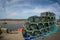 Norfolk coastline, fishing baskets and blue skies