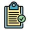 Norm certificate clipboard icon color outline vector