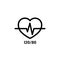 Normal heart icon and blood pressure 120 by 80. Medical-themed logo. Vector on isolated white background. EPS 10