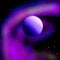 Normal image of the planet in space in purple color with stars in the background