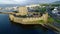 Norman castle and marina in Carrickfergus near Belfast, Northern Ireland, UK