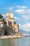 Norman Tower in Cetara, beautiful Mediterranean village on Amalfi Coast, Costiera Amalfitana, Campania, Italy, Naples