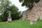 Norman wall remains and war memorial outside Tonbridge Castle