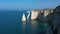 Normandy, Aerial view of Etretat Aval cliff